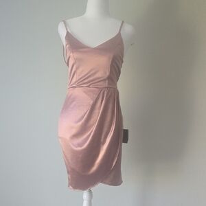 Lulu's Shimmering Rose Satin Dress